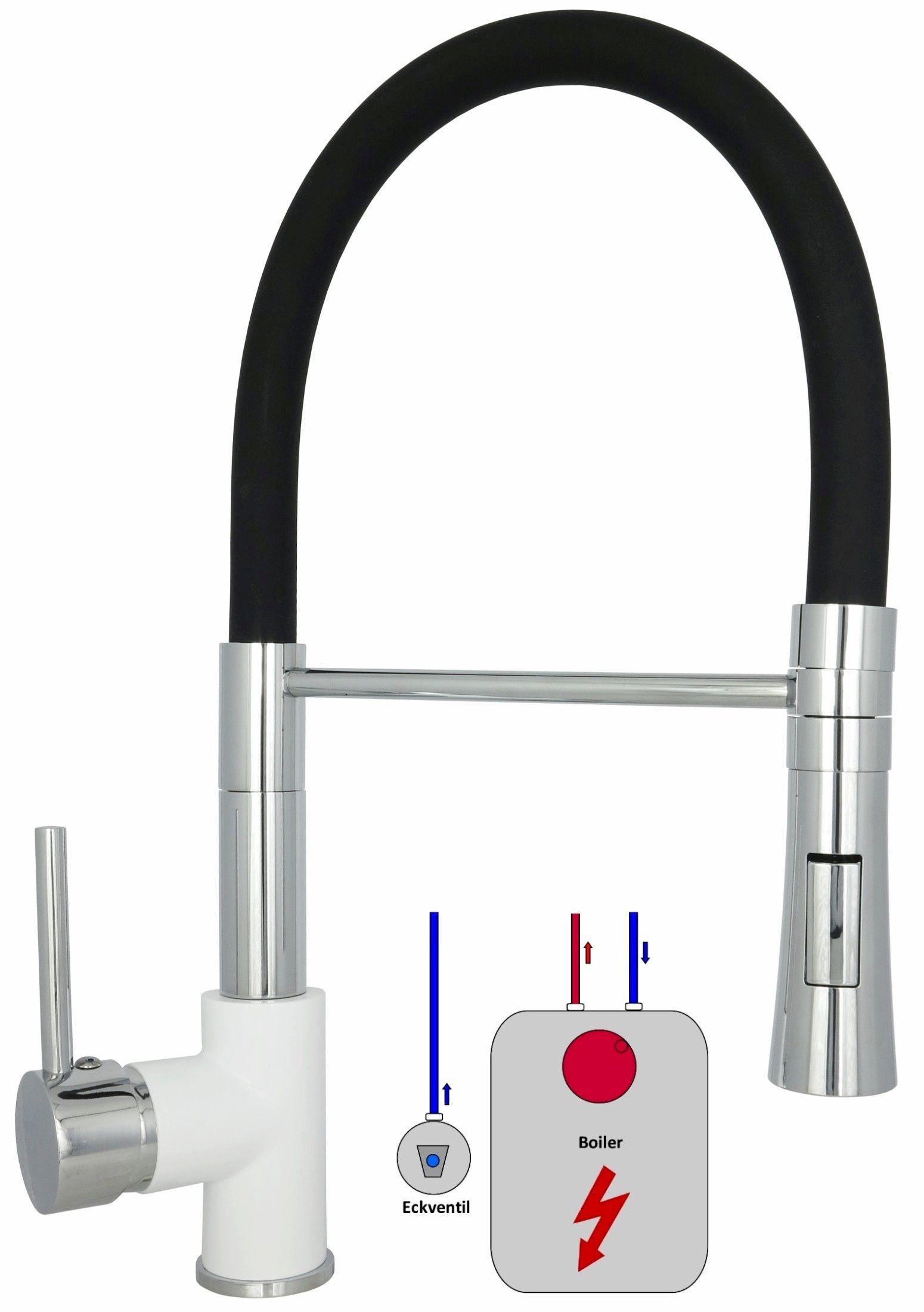Niederdruck Küchenarmatur Spültischarmatur Schwenkbar mit Biegsamen